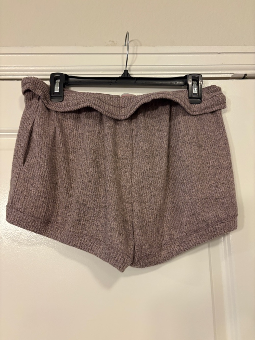 Free People Rib-Knit High-Waist Lounge Shorts - Dusty Mauve